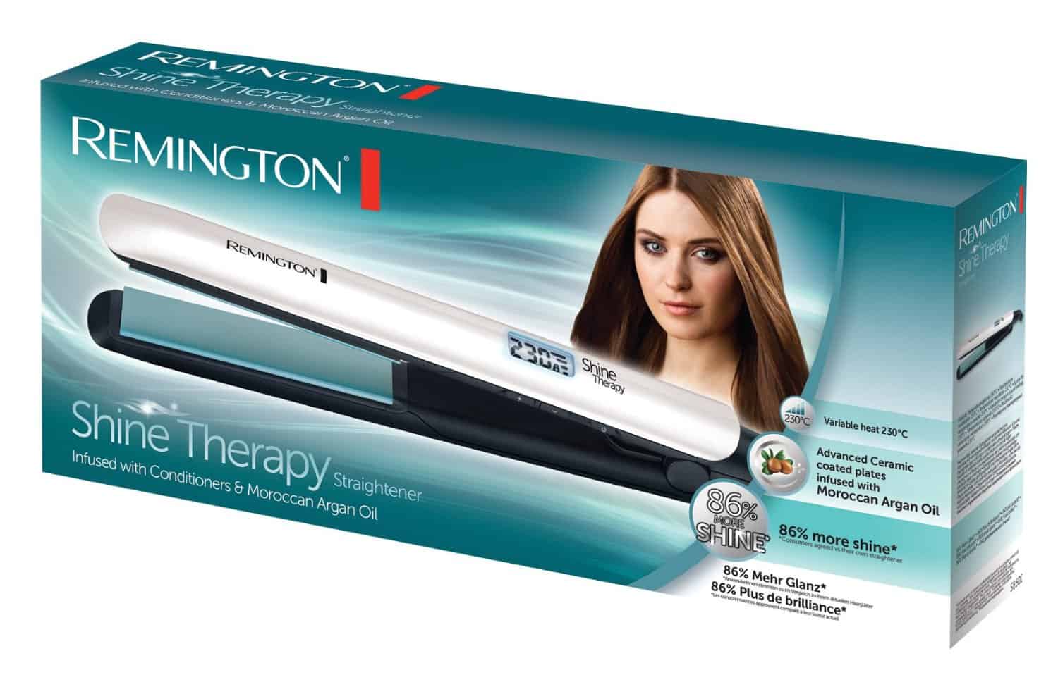 Remington S8500 Moroccan Oil Shine Therapy Straightener box